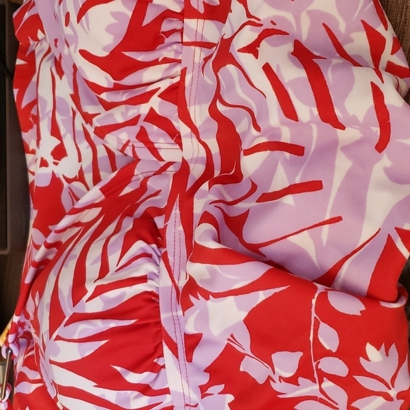 Kona Sol Red and Purple Leaf Print Tankini Size M (8-10) # - Picture 3 of 5